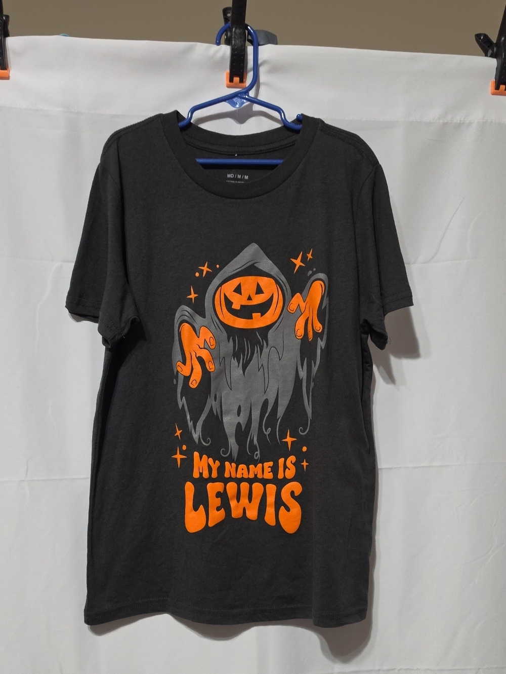 MAD Engine Black Halloween Pumpkin Graphic Tee with Orange Accents